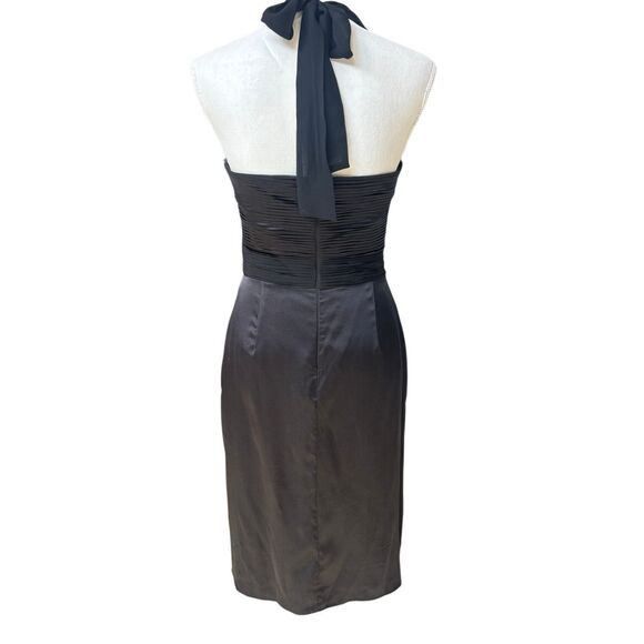 BCBGMaxazria Women’s Size 4  Black Silk Halter Midi Dress - Picture 6 of 16